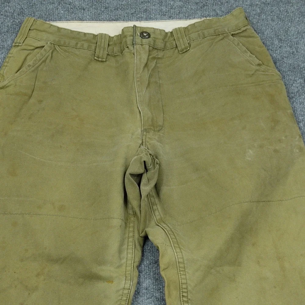 Vintage Saf-T-Bak Pants Mens 32x28 Olive Green Canvas Duck Hunting 60s
